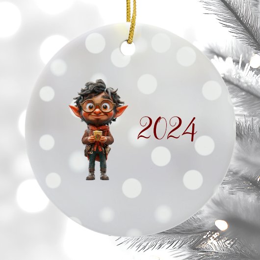 Erfinder Weihnachtself Keramik Ornament