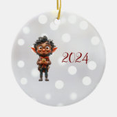 Erfinder Weihnachtself Keramik Ornament (Vorne)