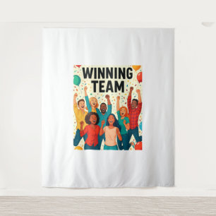 Erfolg feiern – "Siegerteam" Grafikdesign Wandteppich