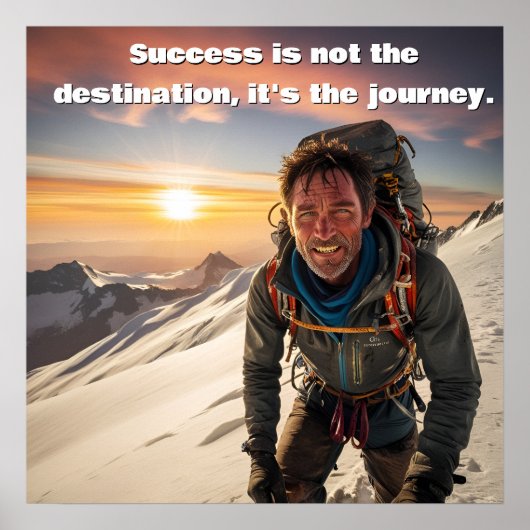 Erfolg & harte Arbeit Bergsteiger Motivierend Poster (Vorne)