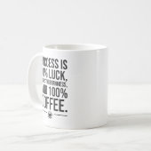 Erfolg ist 100 Prozent Kaffee - Motivierend lustig Kaffeetasse (Vorderseite Links)