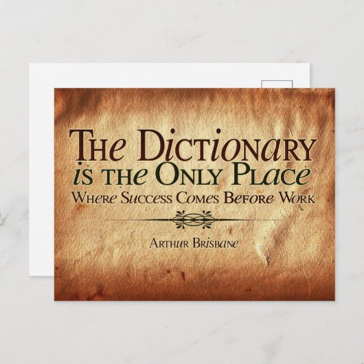 Erfolg kommt vor der Arbeit Postkarte (Vorne/Hinten)