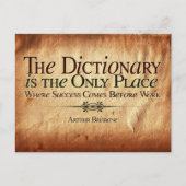 Erfolg kommt vor der Arbeit Postkarte (Vorderseite)