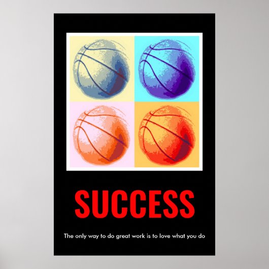 Erfolg Motivierend Basketball Pop Kunst Poster (Vorne)