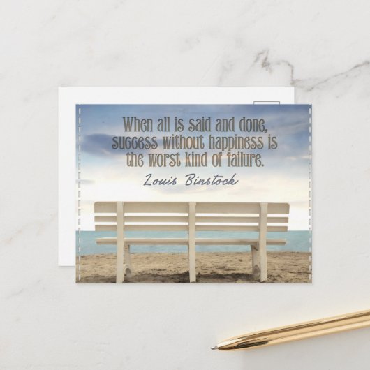 "Erfolg ohne Glück" Zitat zur Inspiration Postkarte (Vorderseite/Rückseite Beispiel)