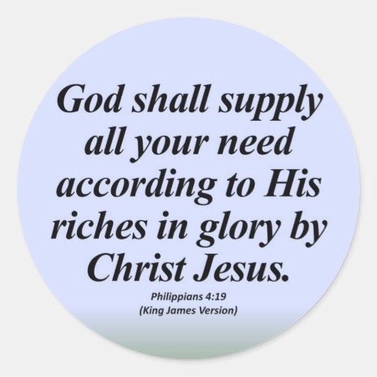 Erfolg Philippinen 4:19 Abbrev Runder Aufkleber (Vorderseite)