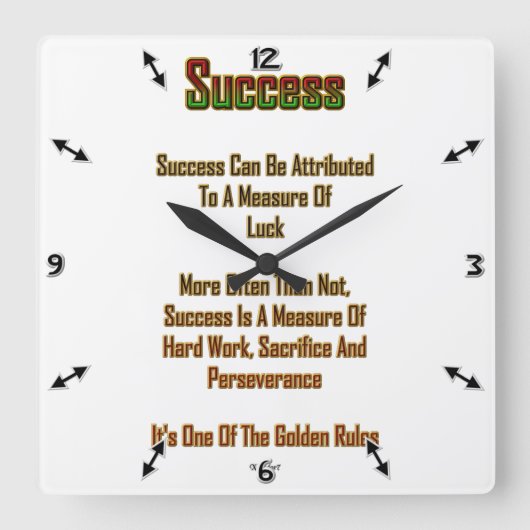Erfolg Quadratische Wanduhr (Vorderseite)