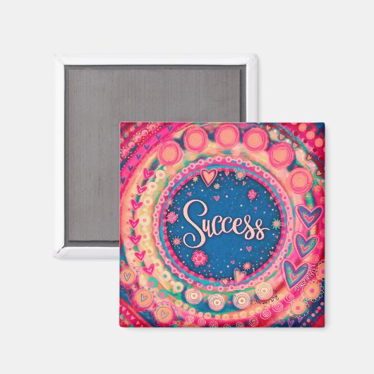 Erfolg Rosa Hübscher Spaß Blumeninspirivity Magnet (Vorderseite/Rückseite)