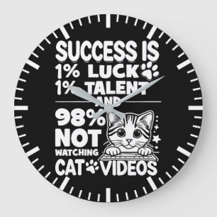 Erfolg vs. Cat Videos - Funny Niedlich Motivierend Große Wanduhr
