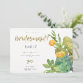 ERFOLGREICH KACTUS FLORAL WATERCOLOR BRIDESMAID EINLADUNG (Stehend Vorderseite)