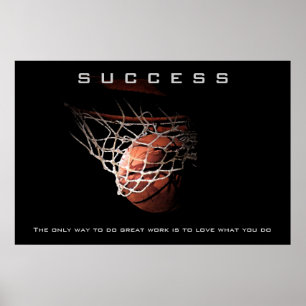 Erfolgreiche Basketball-Sportkunst Motivierend Poster