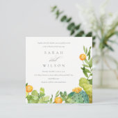 ERFOLGREICHE CACTUS FLORAL GARDEN WATERCOLOR WEDD EINLADUNG (Stehend Vorderseite)