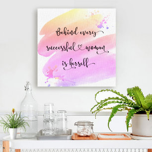 "Erfolgreiche Frau" Pink Chic Watercolor Typografi Leinwanddruck