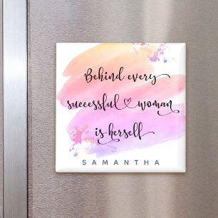 Erfolgreiche Frau Pinke Wasserfarbe-Typografie ind Magnet