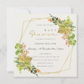 ERFOLGREICHE KACTUS-FLORALWASSERFARBENDUSCHE EINLADUNG (Vorderseite)