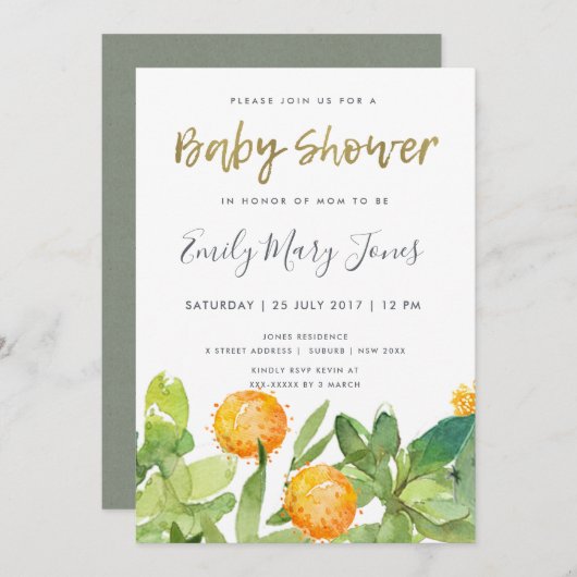 ERFOLGREICHE KACTUS-FLORALWASSERFARBENDUSCHE EINLADUNG (Vorne/Hinten)