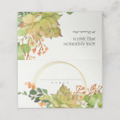 ERFOLGREICHE KACTUS-FLORALWEICHEN PLATZKARTE (Außenseite Aufgefaltet)