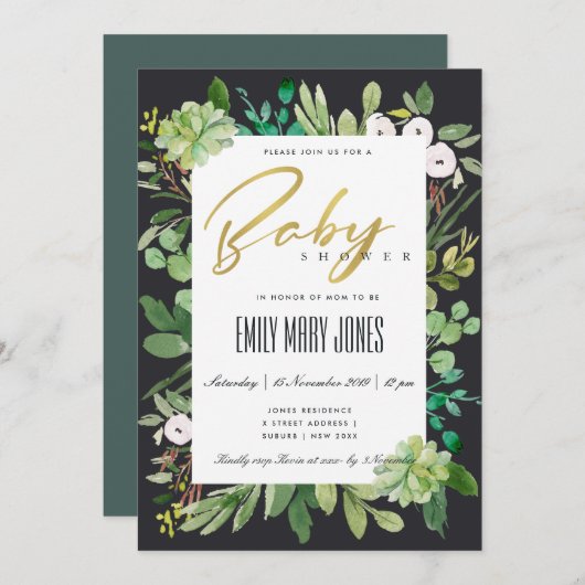 ERFOLGREICHE SCHICHTKRAFT WATERCOLOR BABY DUSCHE EINLADUNG (Vorne/Hinten)