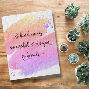 Erfolgreiche Woman Chic Pink Watercolor Typografie Puzzle