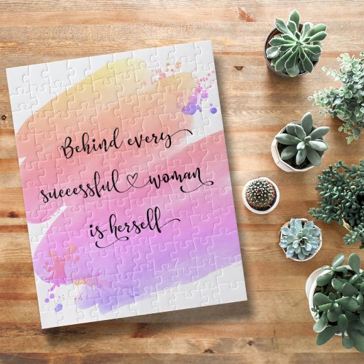Erfolgreiche Woman Chic Pink Watercolor Typografie Puzzle