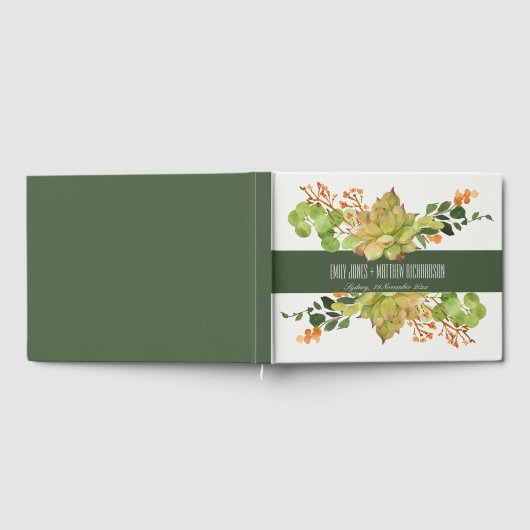 ERFOLGREICHER CACTUS ORANGE FLORAL GARDEN WATERCOL GÄSTEBUCH (Voll)