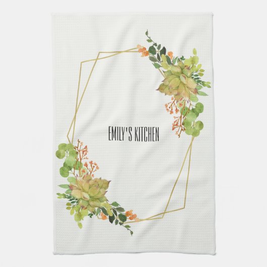 ERFOLGREICHER CACTUS ORANGE FLORAL WATERCOLOR WREA GESCHIRRTUCH (Vertikal)