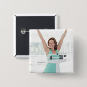 Erfolgreicher Gewichtsverlust. Glückliches Button (Vorne & Hinten)