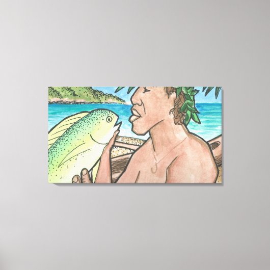 Erfolgreicher Hawaiianischer Fischer 36 x 20 Leinwanddruck (Vorderseite)