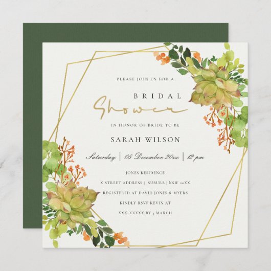 ERFOLGREICHES CACTUS-BRAUTPARTY EINLADUNG (Vorne/Hinten)