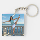 Erfolgreiches Foto der weiblichen Pink-Aquarell-Ty Schlüsselanhänger (Rückseite)