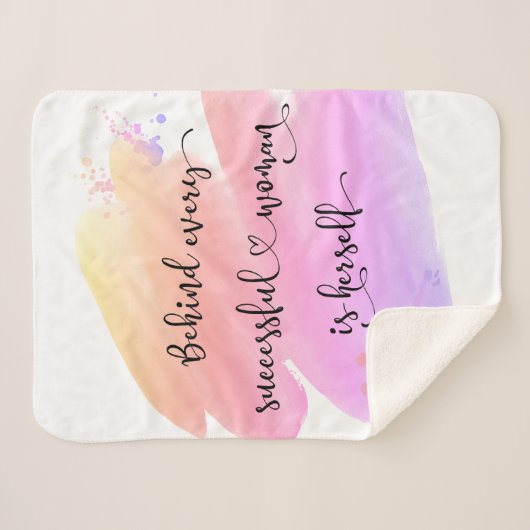 Erfolgreiches weibliches Skript Pink Watercolor Om Sherpadecke (Vorderseite (Horizontal))