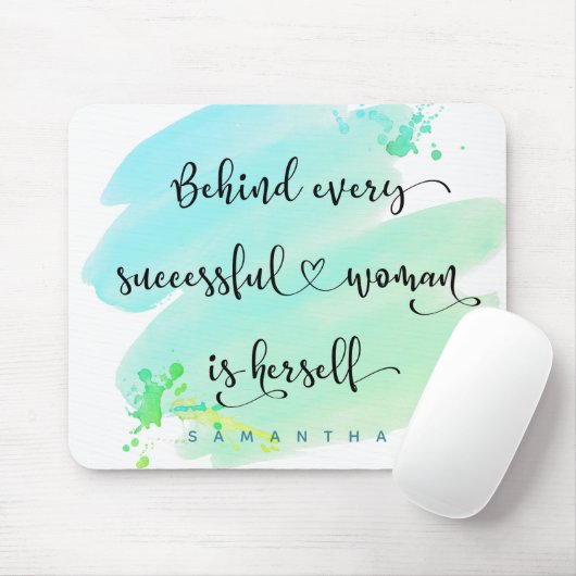 Erfolgreiches Woman Script Monogram Blue Watercolo Mousepad (Mit Mouse)