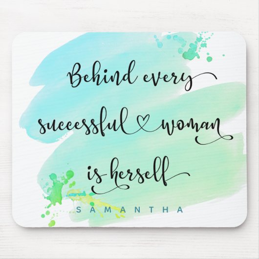 Erfolgreiches Woman Script Monogram Blue Watercolo Mousepad (Vorne)