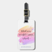 Erfolgreiches Zitat der Frau Pink-Aquarelltypograf Gepäckanhänger (Vorderseite vertikal)