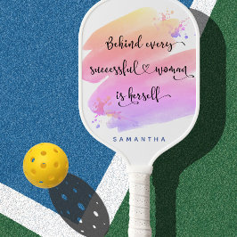 Erfolgreiches Zitat der Frau Rosa Aquarellfarbenmo Pickleball Schläger