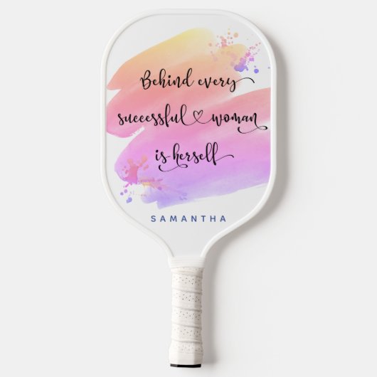 Erfolgreiches Zitat der Frau Rosa Aquarellfarbenmo Pickleball Schläger (Rückseite)