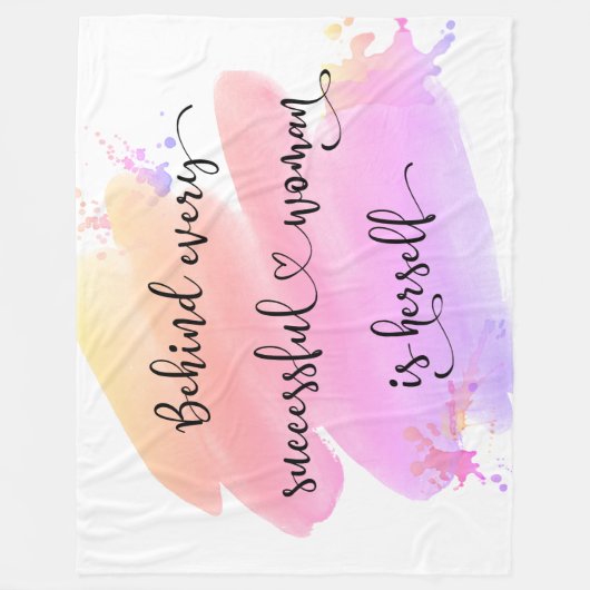 Erfolgreiches Zitat der Frau Rosa Lila Wasserfarbe Fleecedecke (Vorderseite)