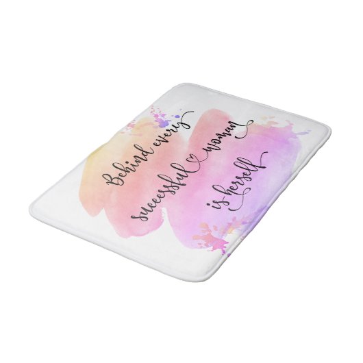 Erfolgreiches Zitatskript der Frau Rosa Wasserfarb Badematte (Schrägansicht)