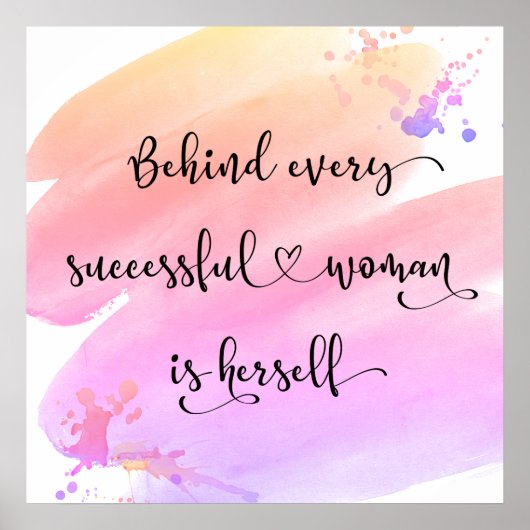 Erfolgreiches Zitatskript für Frauen Rosa Wasserfa Poster (Vorne)