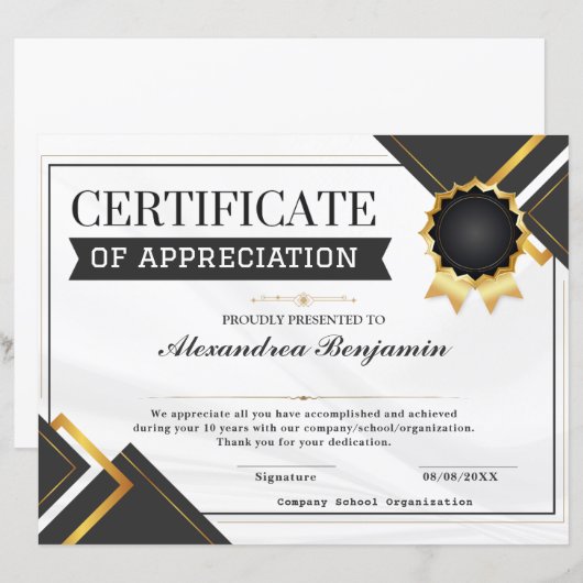 Erfolgsbewertungszeugnis (Vorne/Hinten)