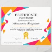 Erfolgsbewertungszeugnis (Vorderseite)