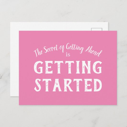 Erfolgsgeheimnis Motivierend Zitat Rosa & Weiß Postkarte (Vorne/Hinten)