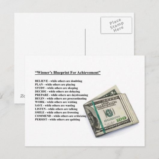 Erfolgsplänen Postkarte (Vorne/Hinten)