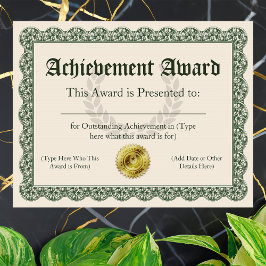 Erfolgszertifikat, benutzerdefinierbar