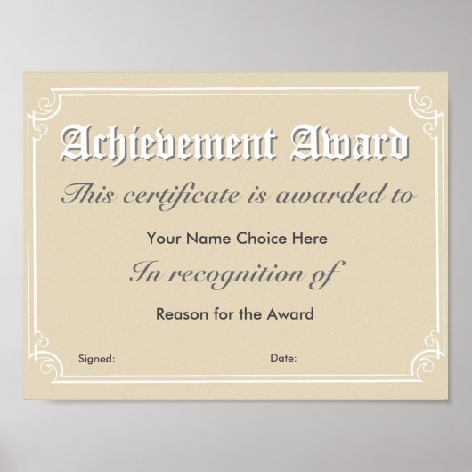 Erfolgszertifikat Poster (Vorne)