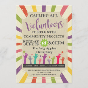 erforderliche Freiwillige, Vintager Einladungskarn Einladung