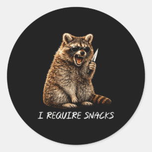 Erfordert Snacks Waschbär lustig Tier Meme Männer  Runder Aufkleber