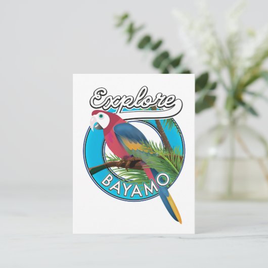 Erforschen Hawaii Retro Logo Postkarte (Stehend Vorderseite)