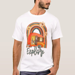 Erforschen Sie Camping Rainbow Vintag T-Shirt