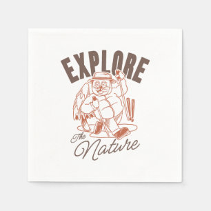 Erforschen Sie die Natur - Vintager Katzenreiter Serviette